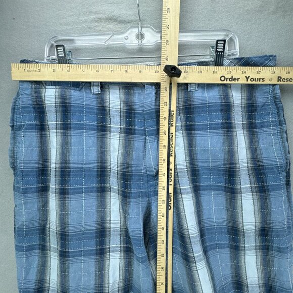 Tommy‎ Bahama Shorts Mens 36 Blue Plaid Chinos Linen Silk Blend 10" Inseam - Picture 8 of 11